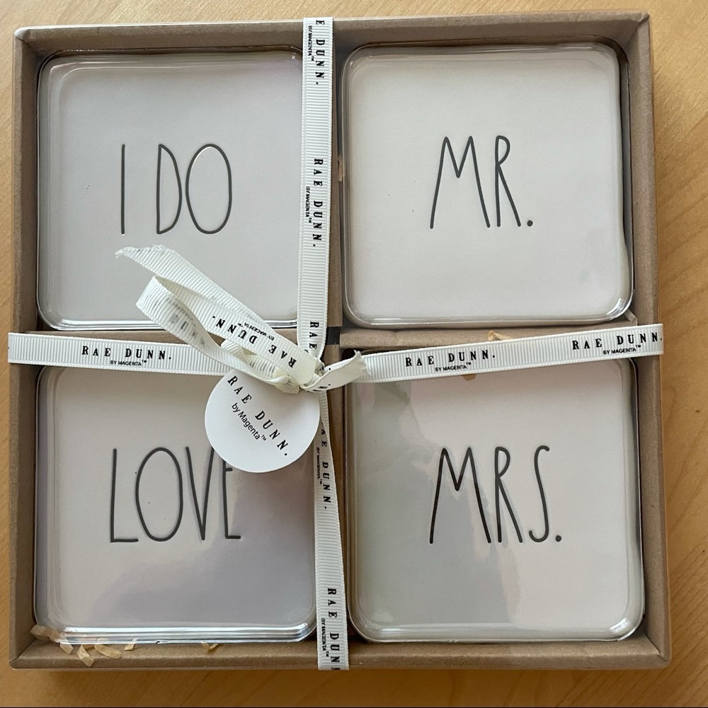 Rae Dunn Wedding Marriage I Do Coasters Set NWT